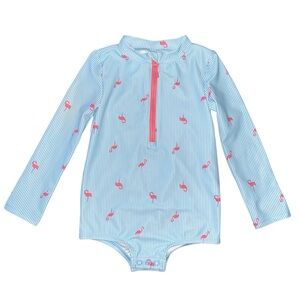 Carter's NWOT Long-Sleeve Rashguard One-Piece with Pink Flamingos